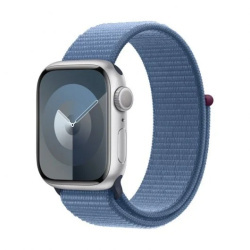 Apple Watch Series 9 GPS 45mm Caixa de alumínio prateada com bracelete desportiva azul inverno