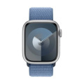 Apple Watch Series 9 GPS - Boîtier en aluminium argenté 45 mm avec bracelet sport bleu hiver